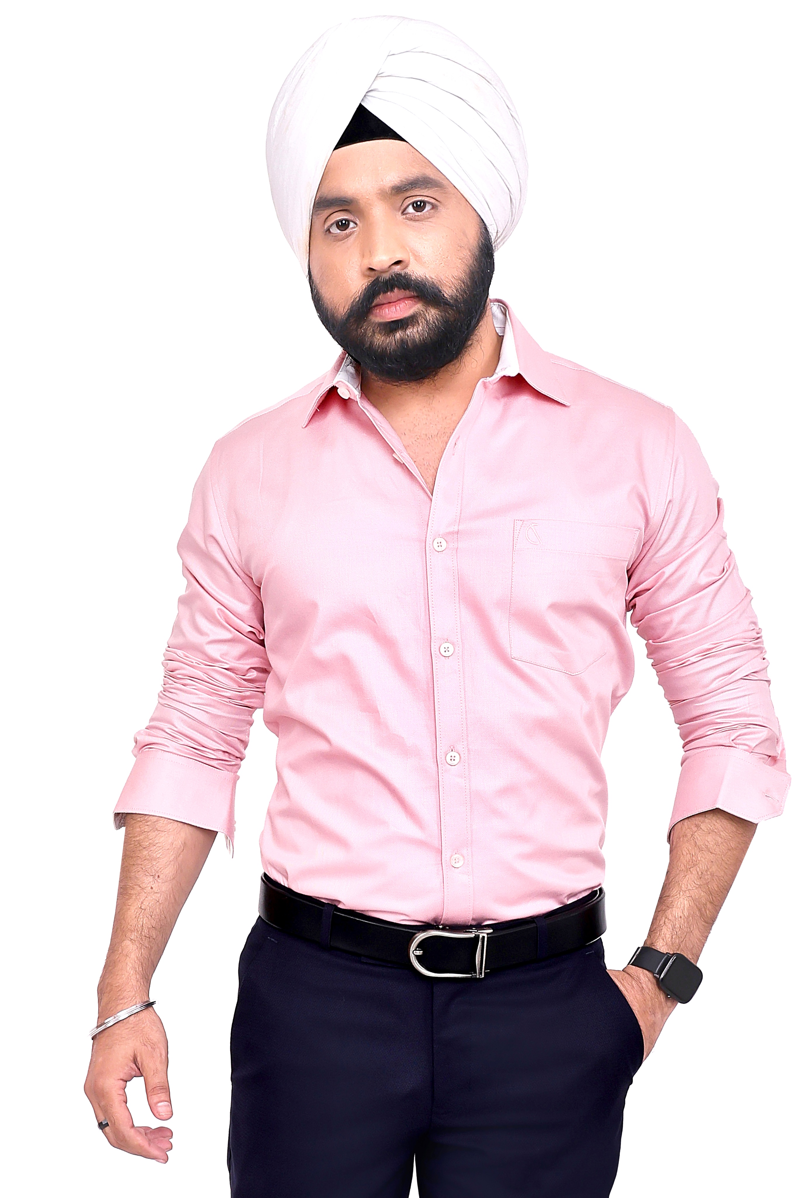 PINK PLAIN SLIM FIT FULL SLEEVES SHIRT