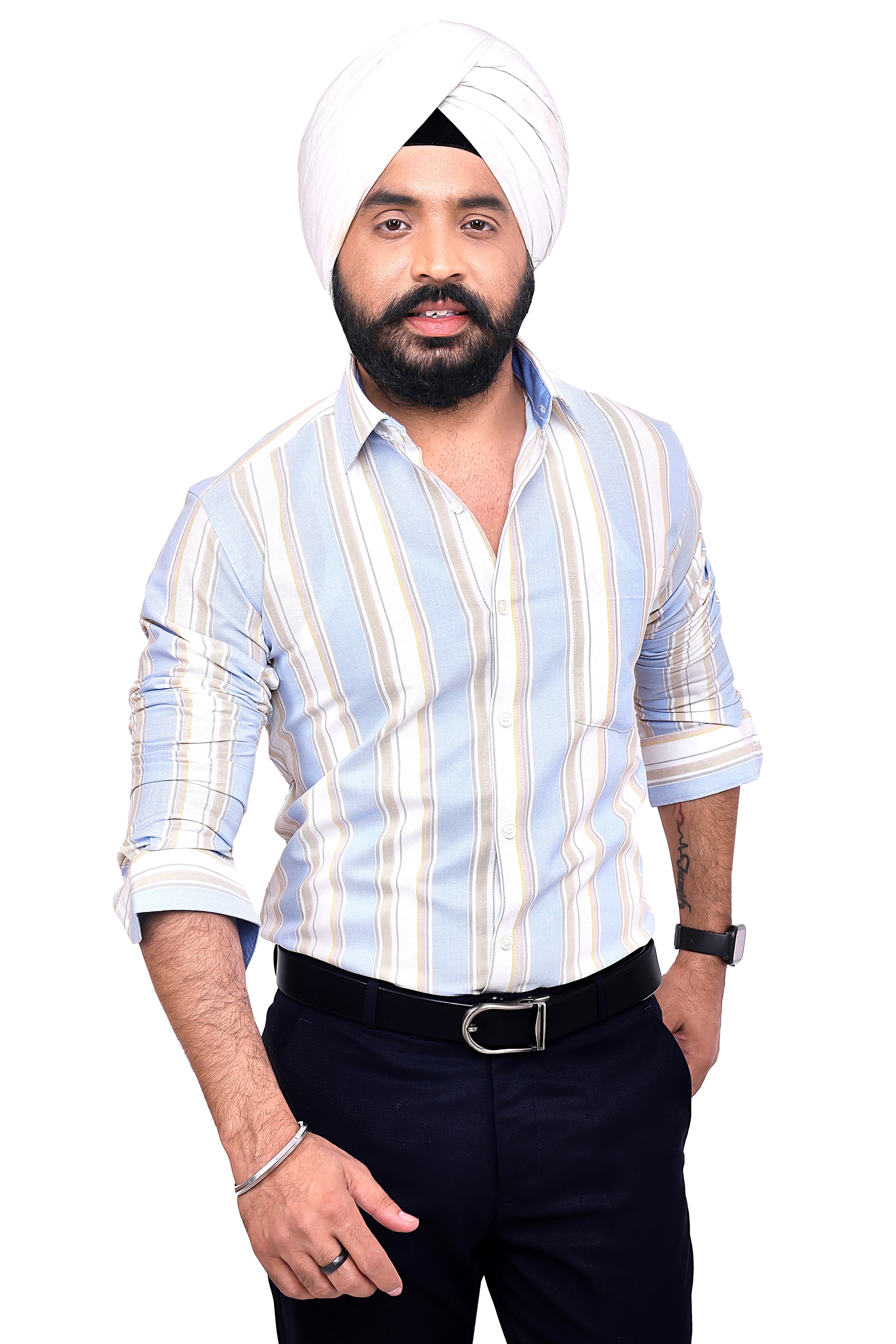 SKY BLUE STRIPED  SLIM FIT FULL SLEEVES SHIRT