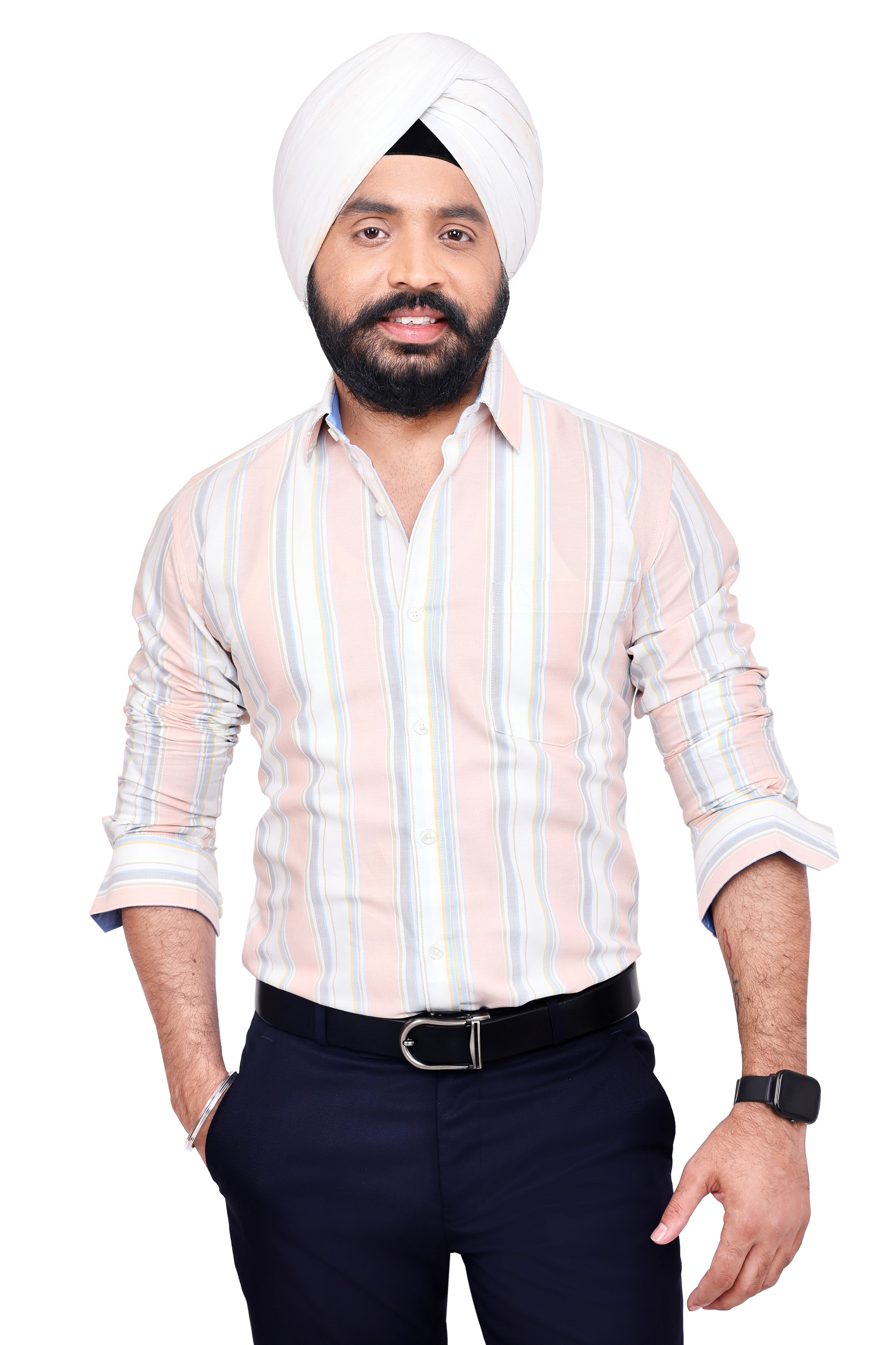 LIGHT PINK STRIPED SLIM FIT FULL SLEEVES SHIRT