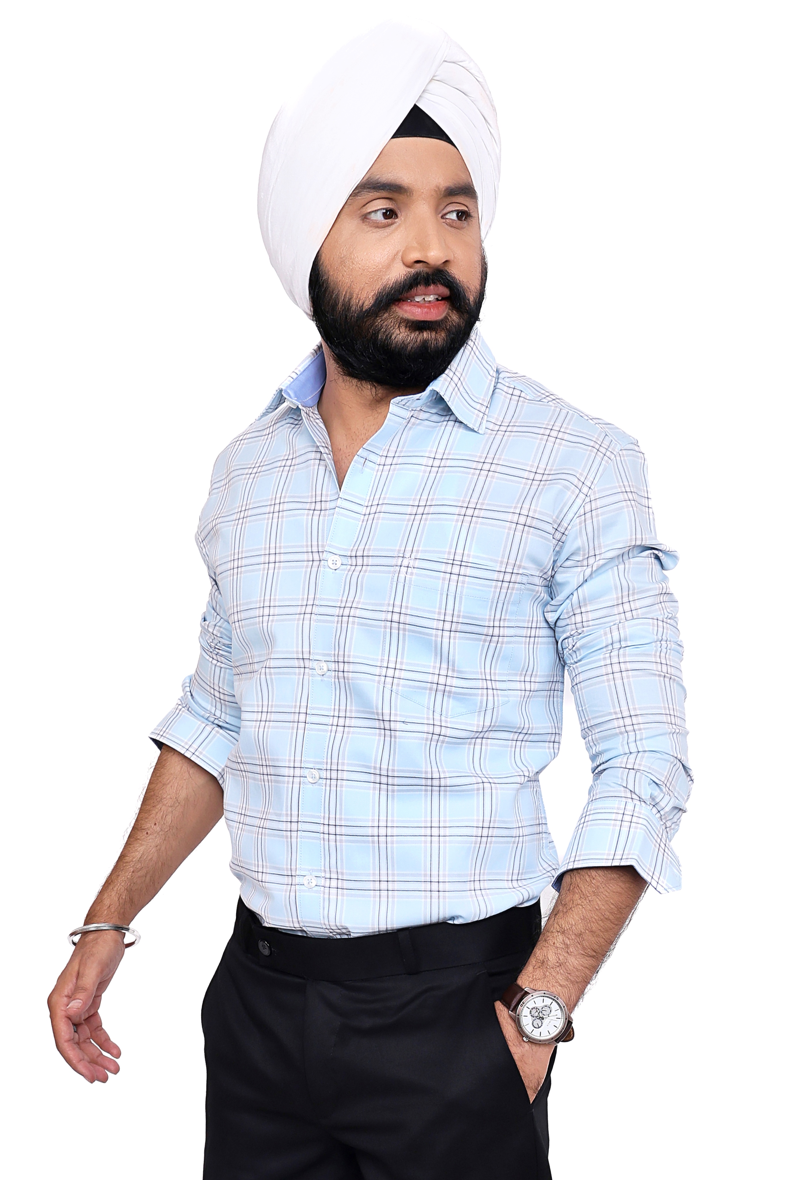 BLUE CHECKED  SLIM FIT FULL SLEEVES SHIRT