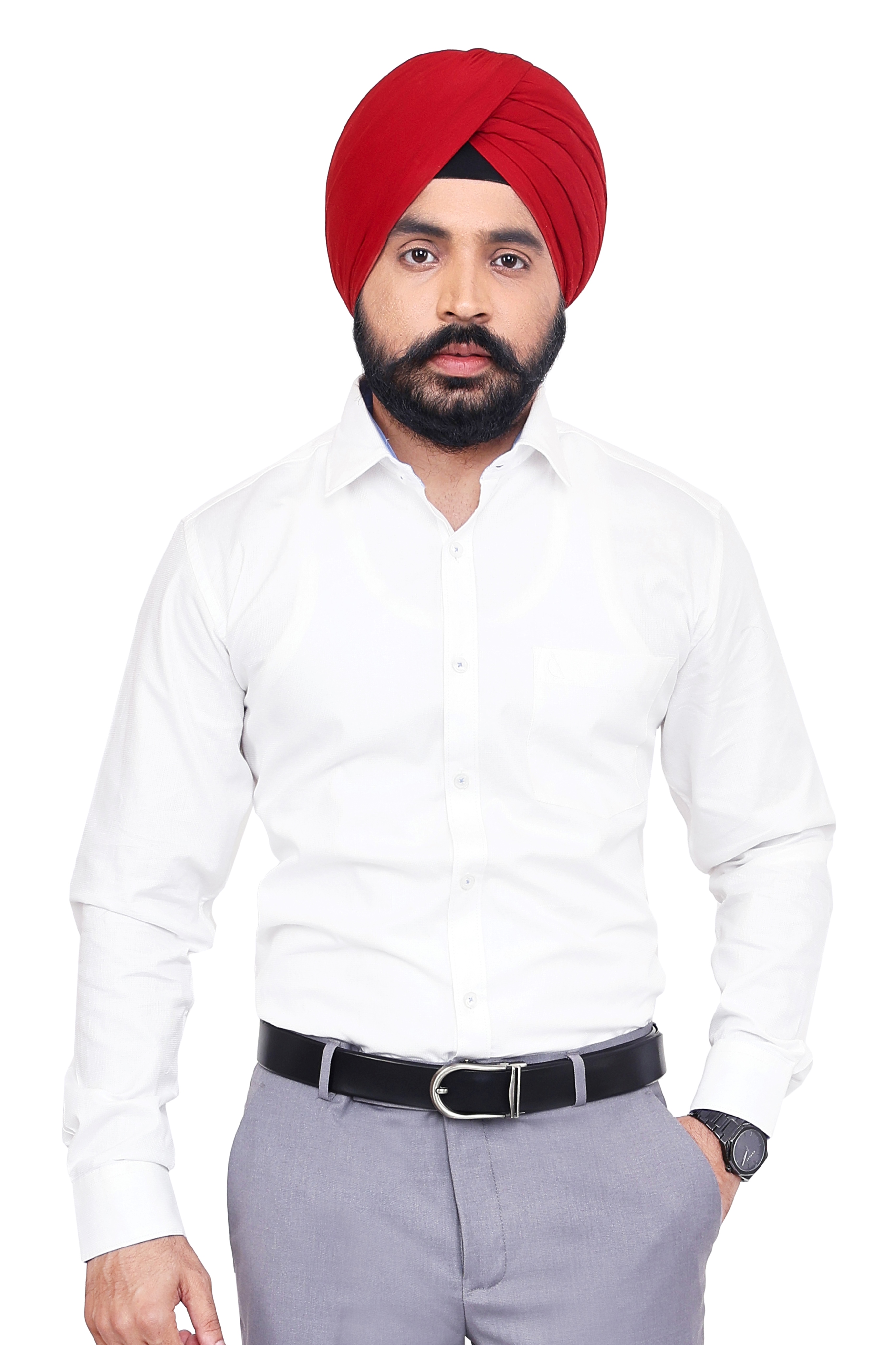 WHITE PLAIN SLIM FIT FULL SLEEVES SHIRT