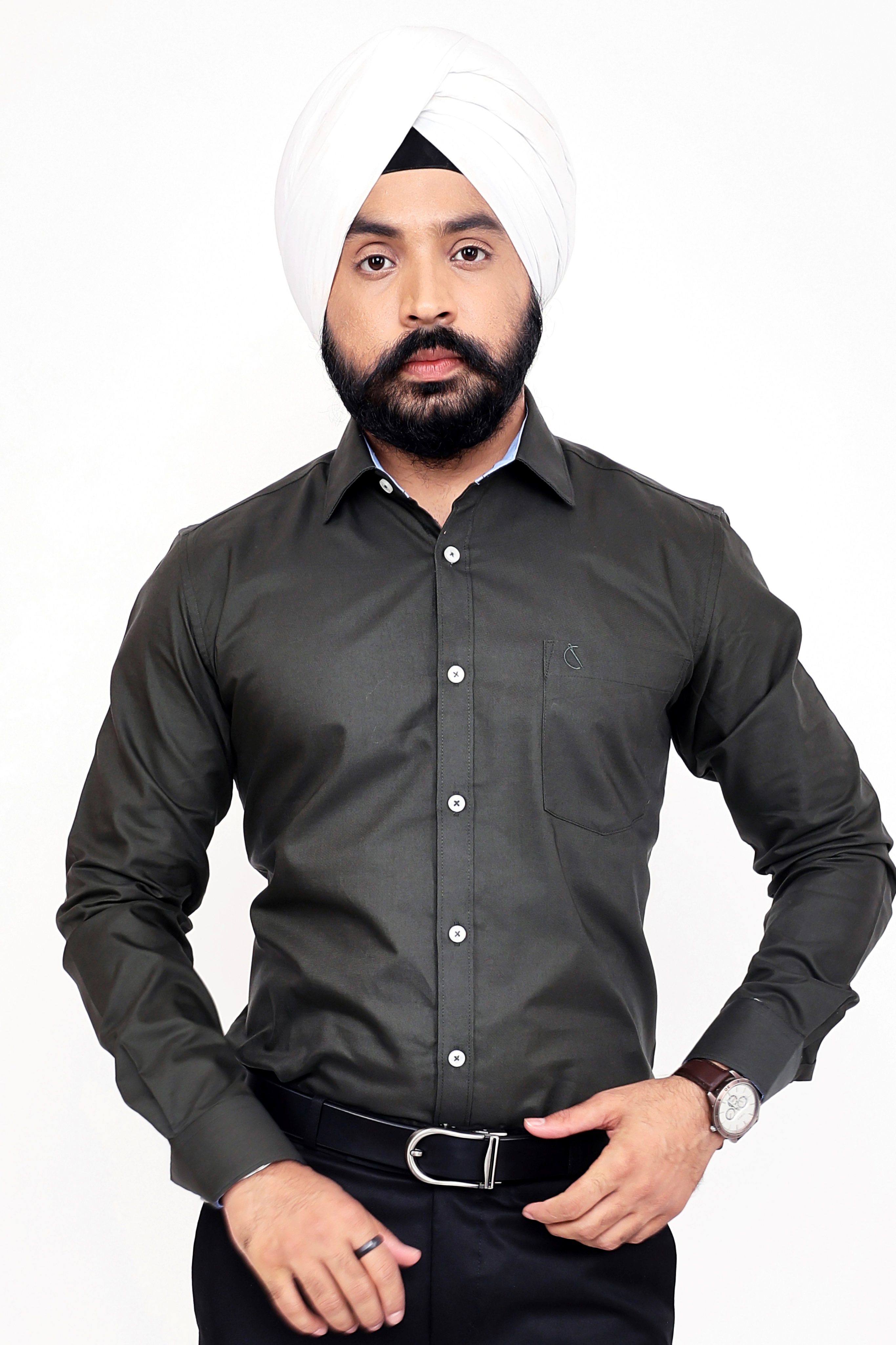 DARK GREEN  PRINTED SLIM FIT FULL SLEEVES SHIRT