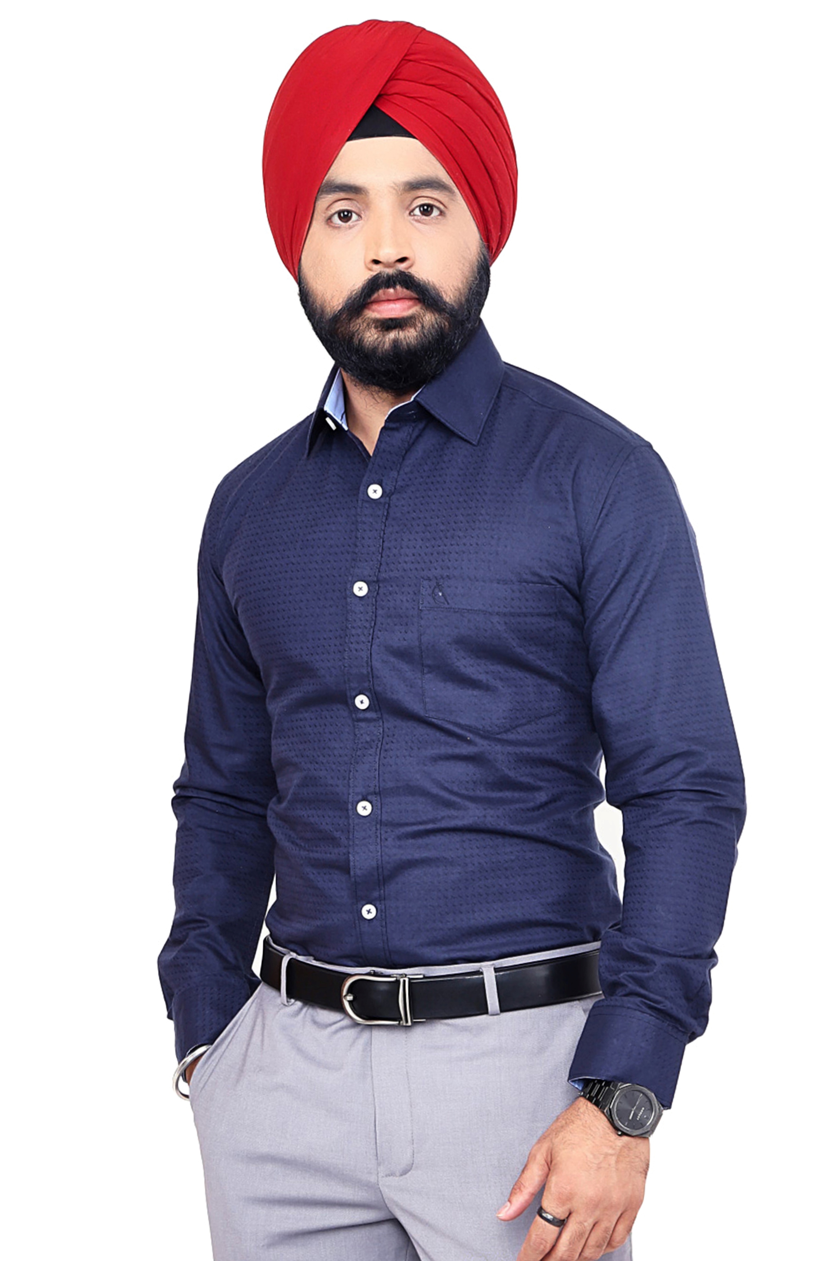 NAVY BLUE PLAIN SLIM FIT FULL SLEEVES SHIRT