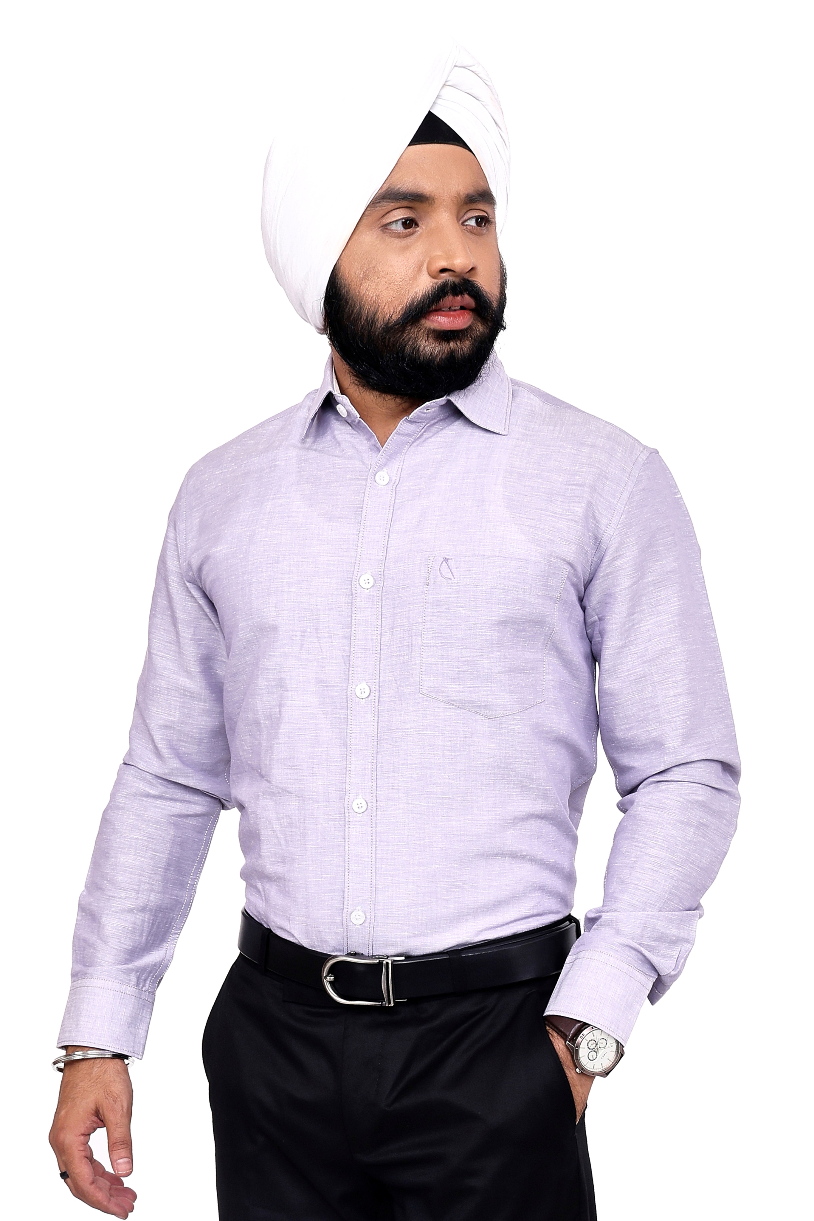 PURPLE LINEN  PLAIN SLIM FIT FULL SLEEVES SHIRT