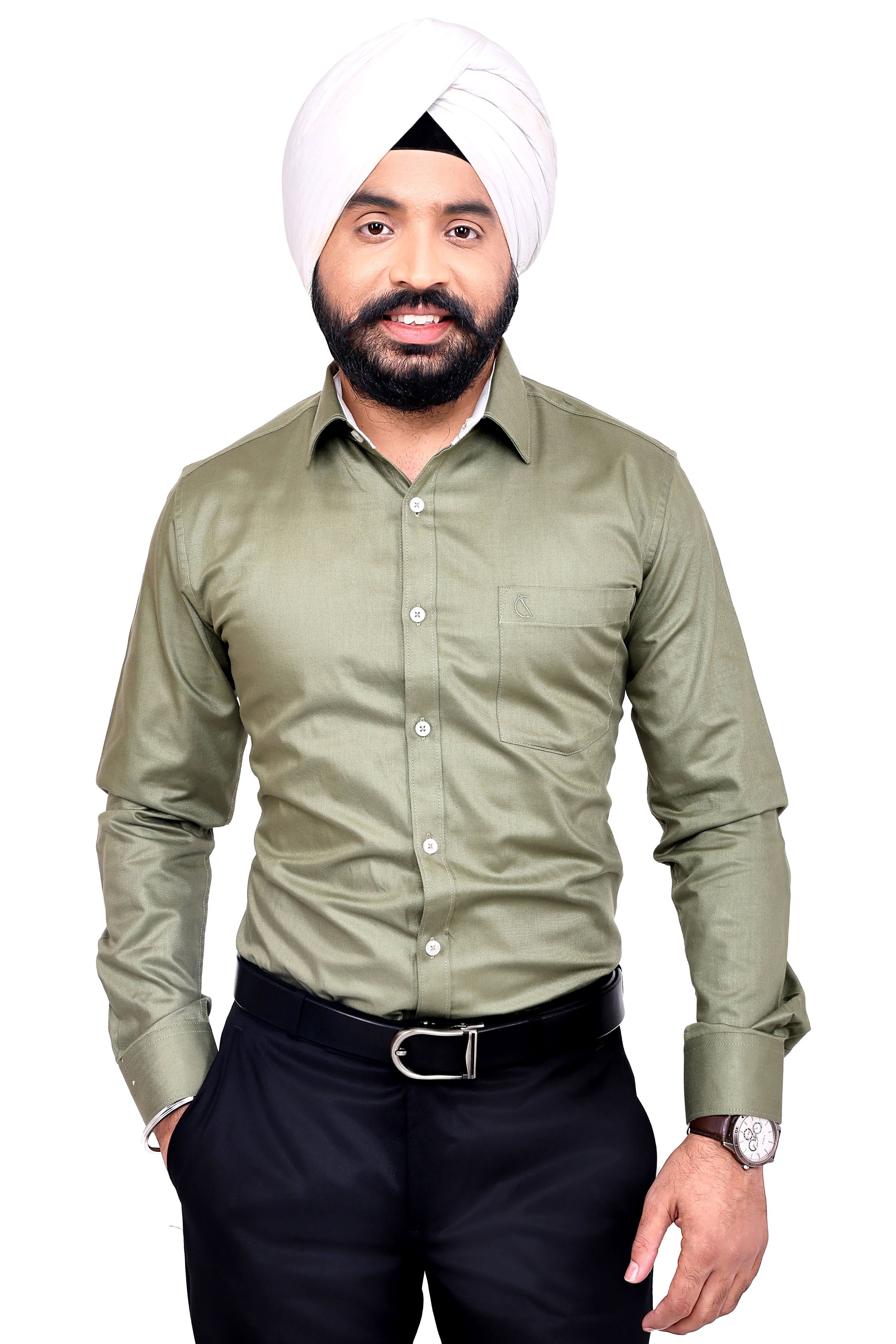 DARK GREEN  SLIM FIT FULL SLEEVES SHIRT