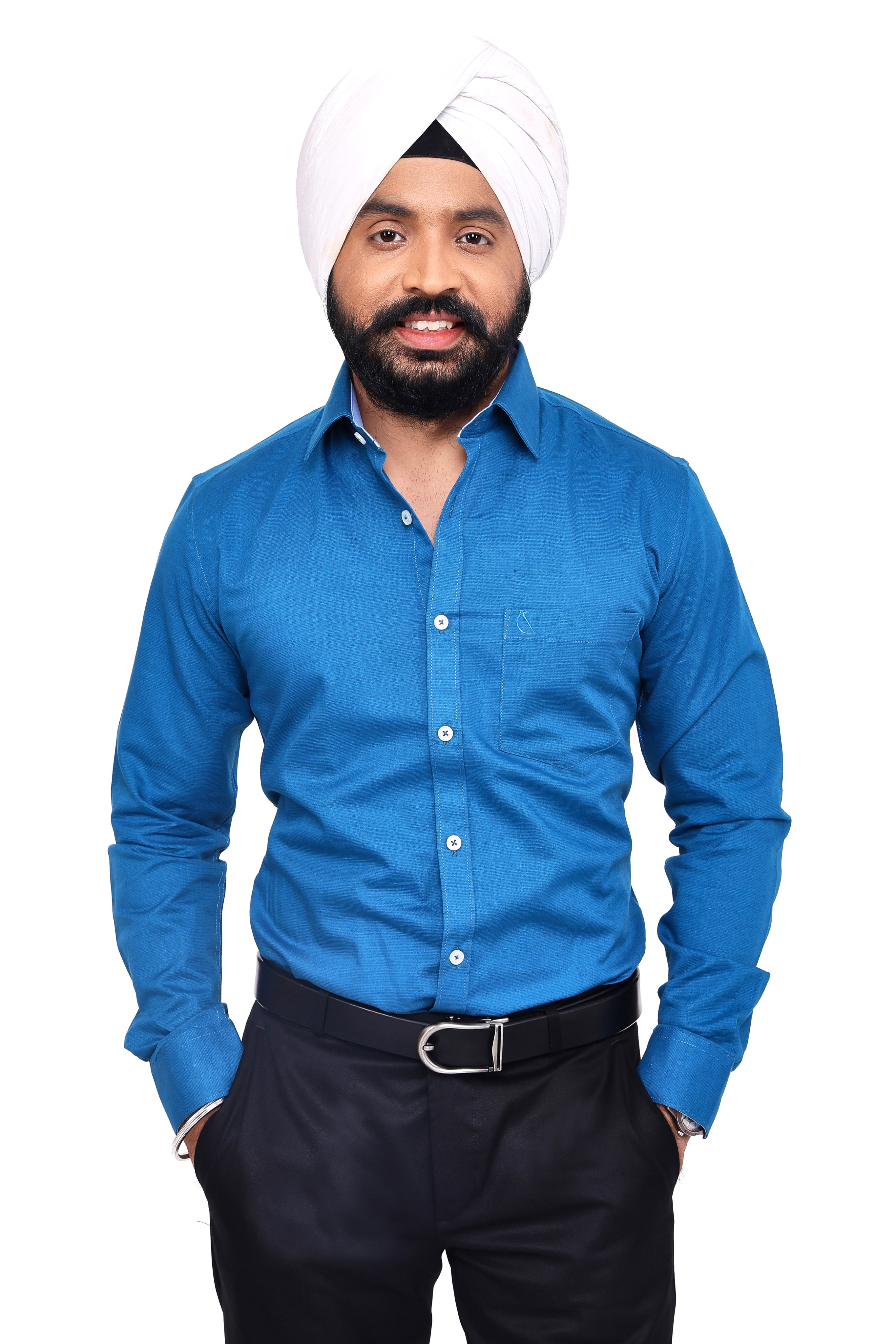 BLUE PLAIN SLIM FIT FULL SLEEVES SHIRT