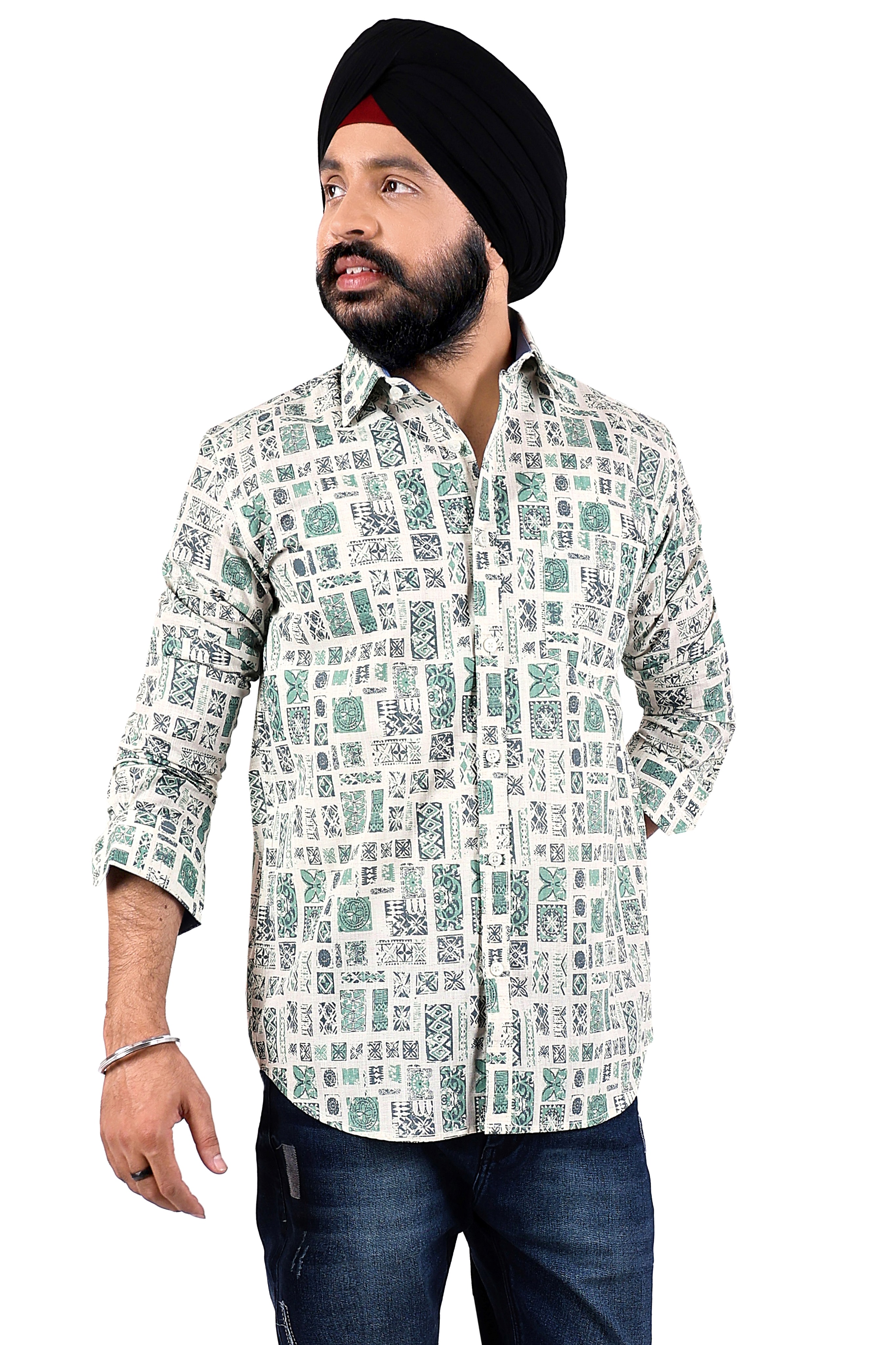 OFF WHITE PRINTED SLIM FIT FULL SLEEVES SHIRT