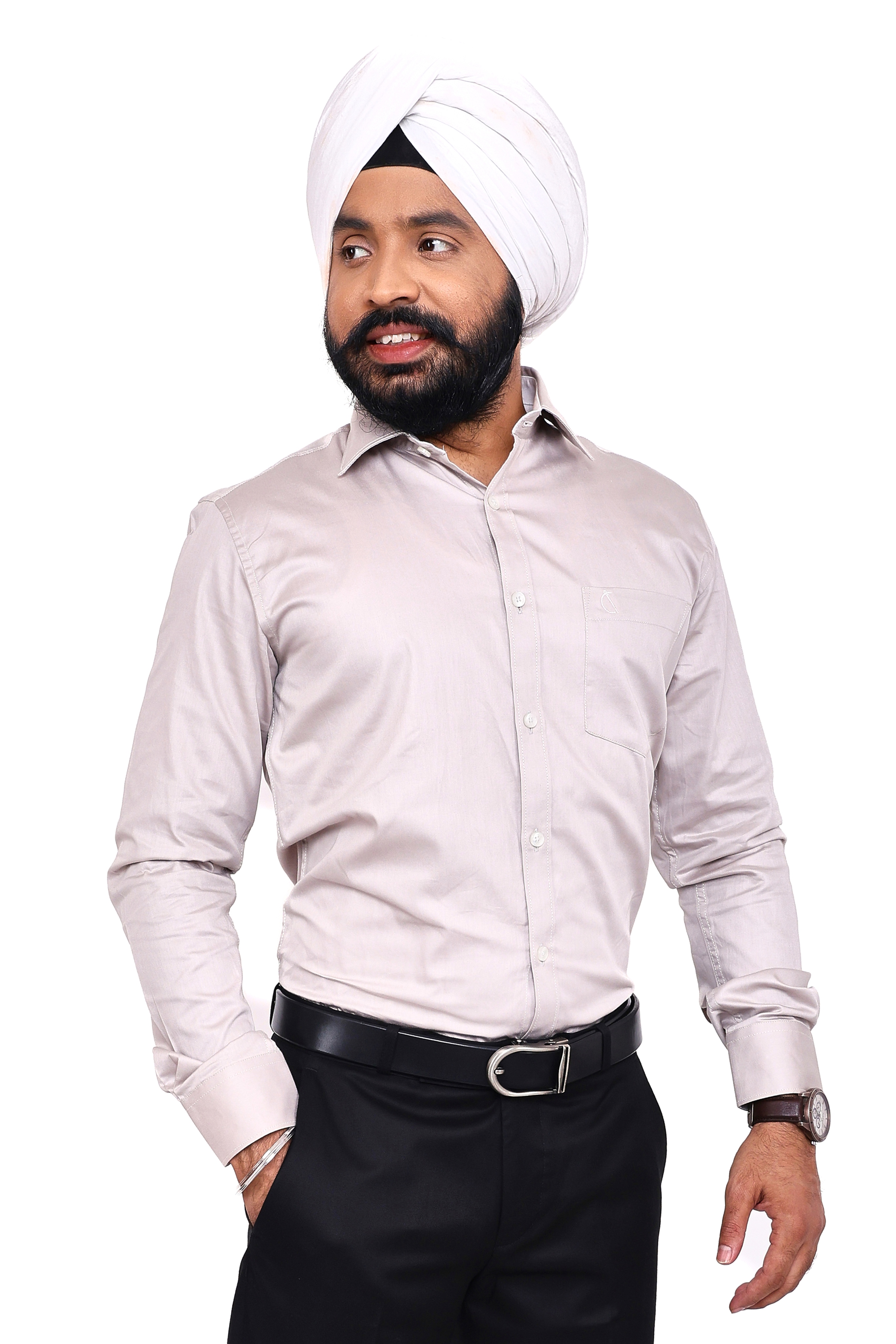 BROWN PLAIN SLIM FIT FULL SLEEVES SHIRT