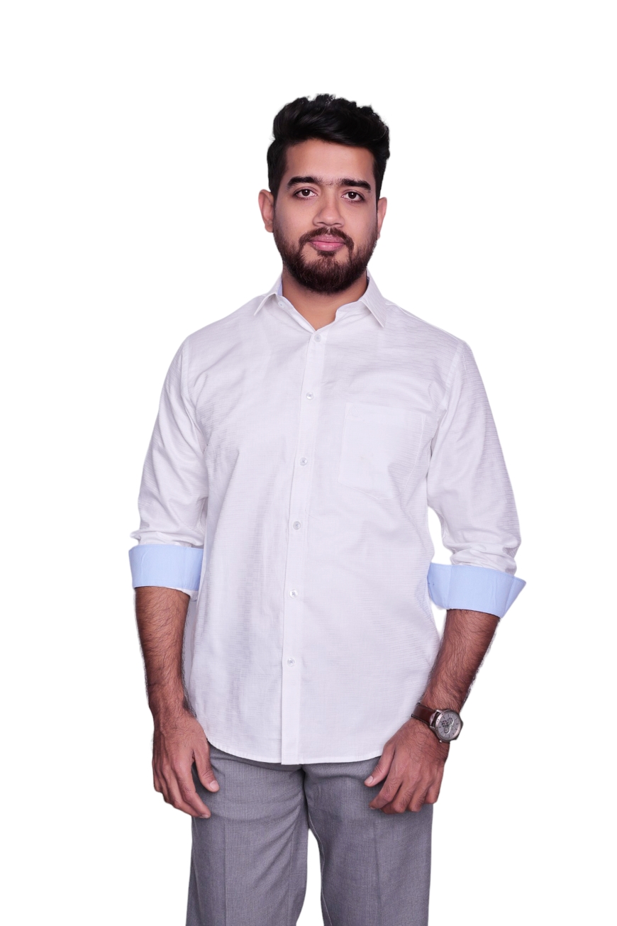 WHITE PLAIN SLIM FIT FULL SLEEVES SHIRT
