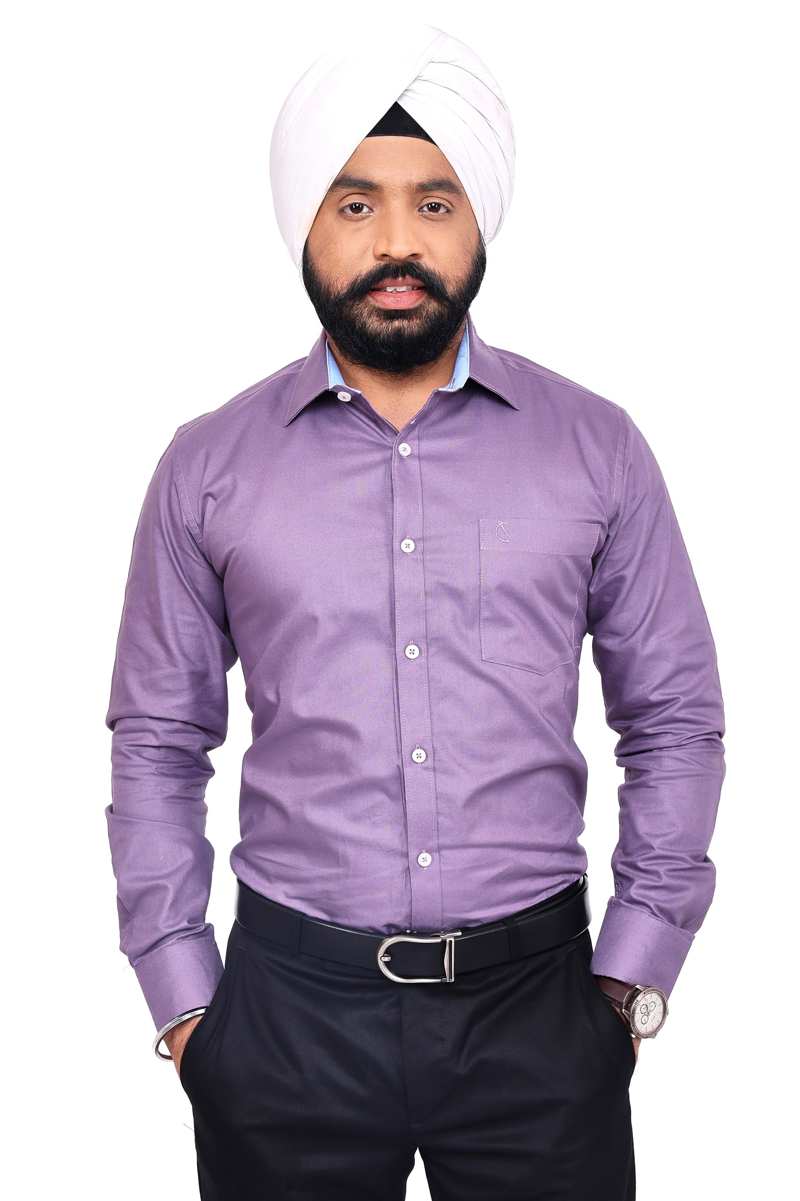 PURPLE PLAIN  SLIM FIT FULL SLEEVES SHIRT