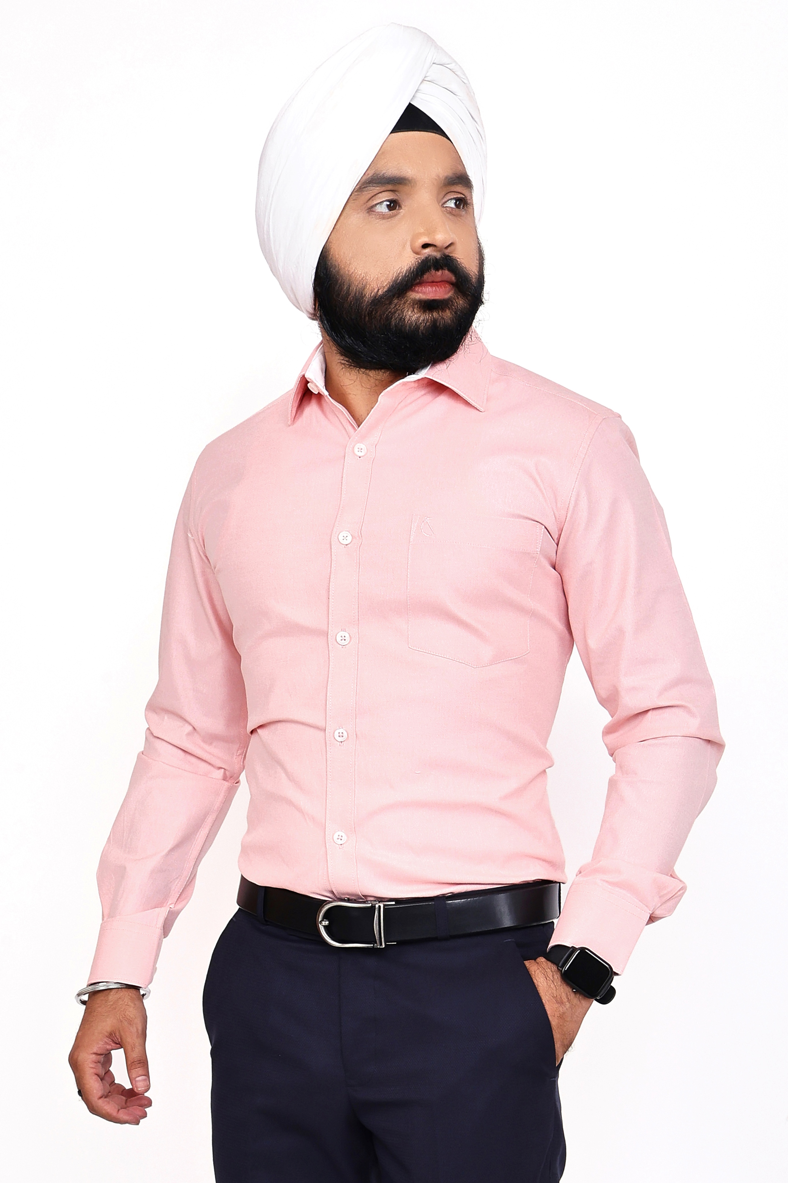 LIGHT PINK PLAIN SLIM FIT FULL SLEEVES SHIRT